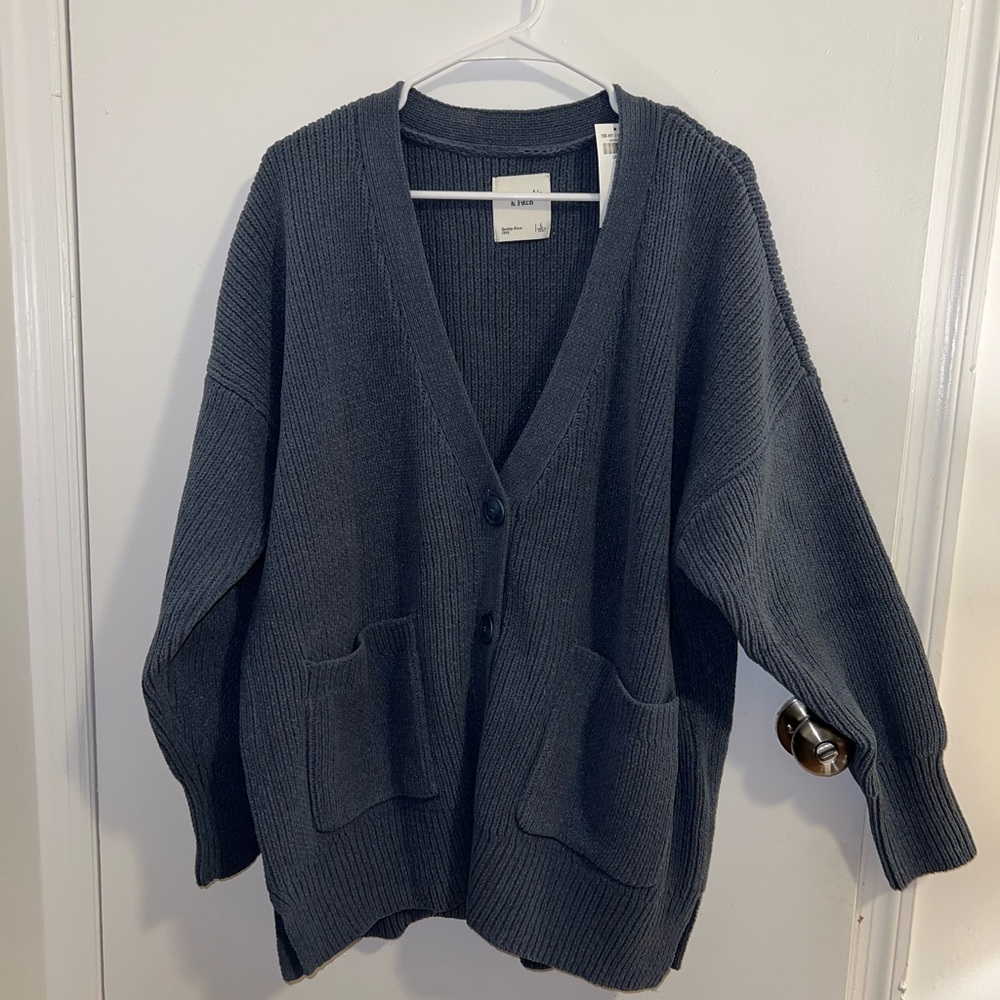 Abercrombie & Fitch Blue Cardigan Sweater V-Neck Knit